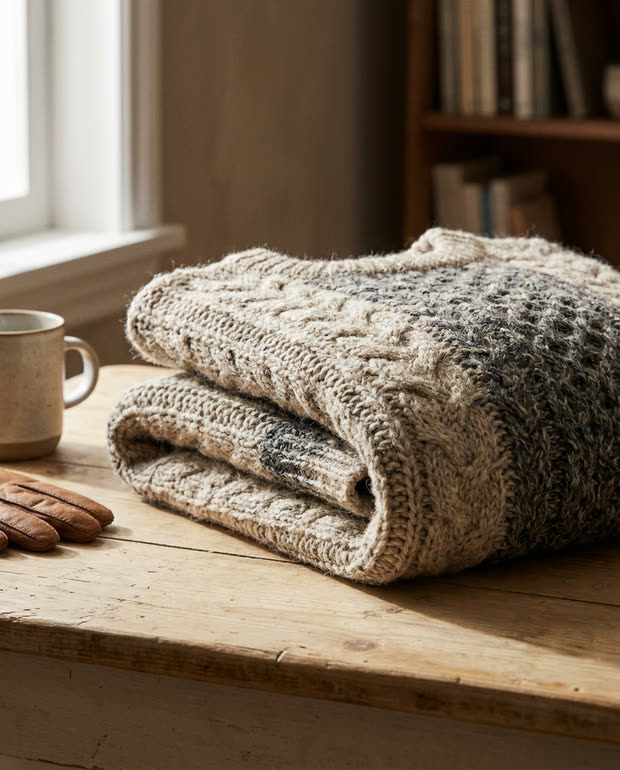 Folded knitwear, close